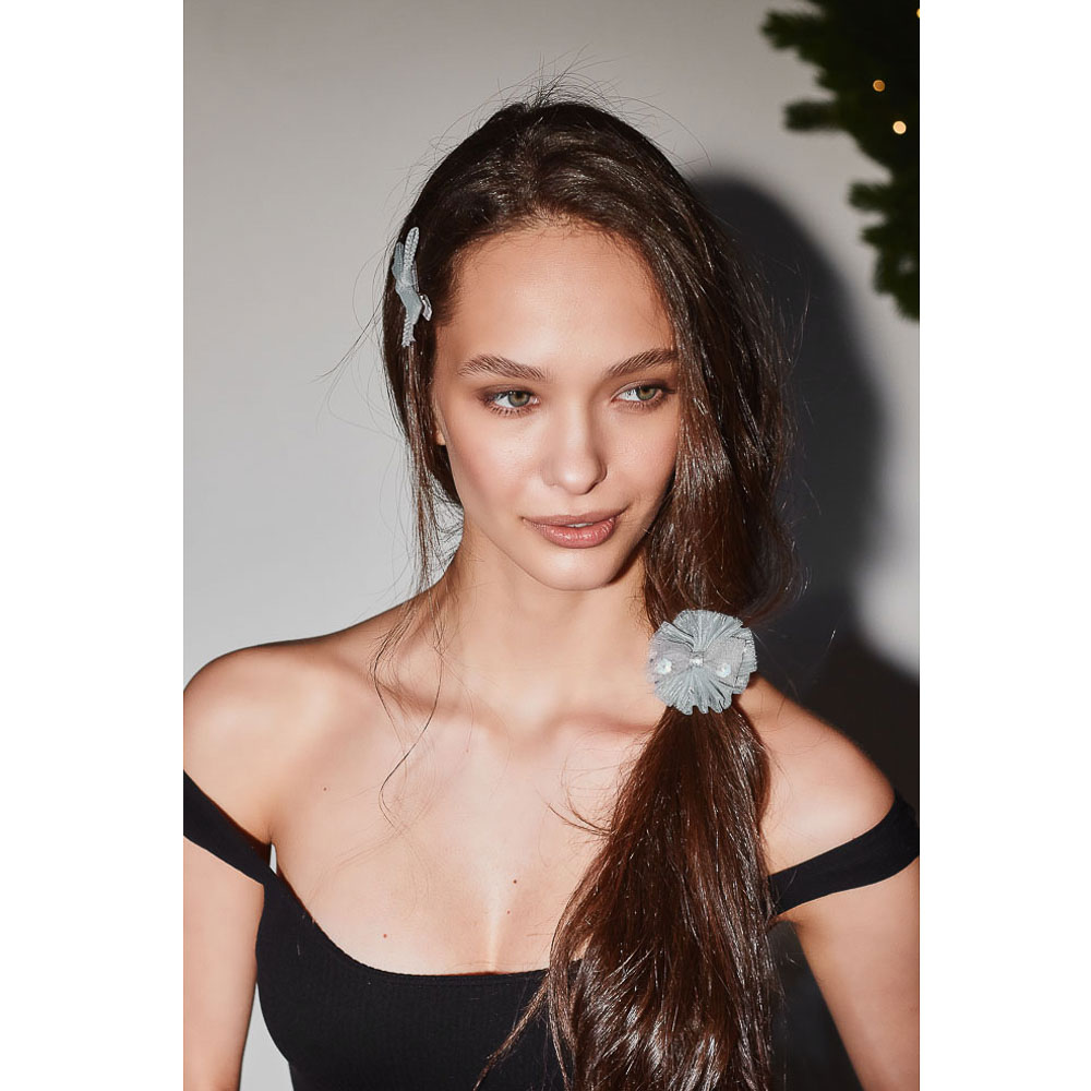 BERIOTTI Набор аксессуаров для волос 2шт: заколка 4см, резинка d4см, сплав, полиэстер, 3 цвета, арт.№ 321-324