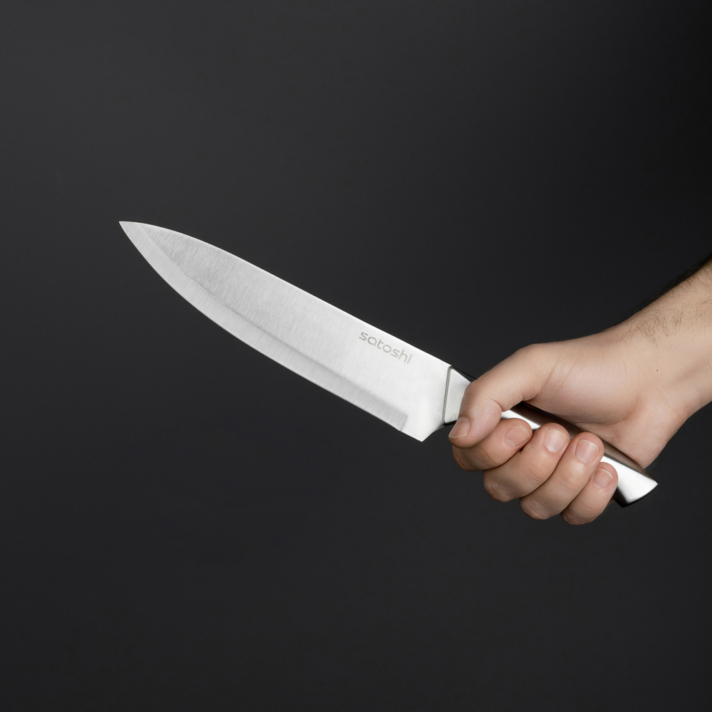 SATOSHI Морель Набор ножей кухонных 9пр, ручки хром, акриловая подставка, арт.№ 803-401