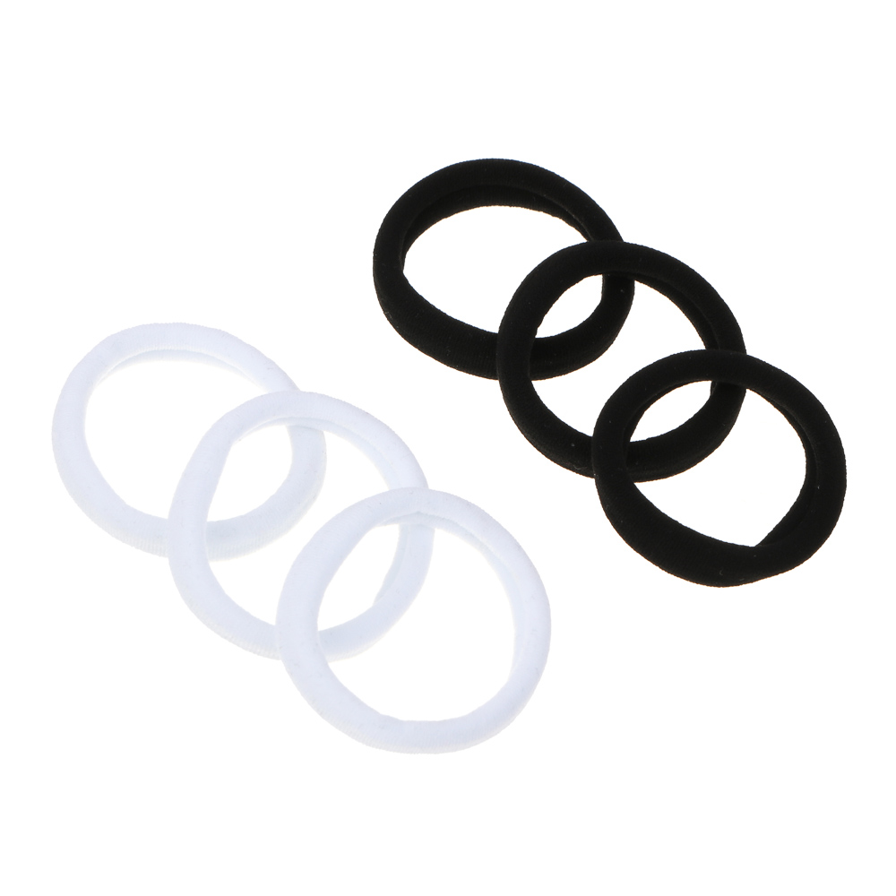 Резинки для волос ЮНИLOOK 6шт, d5см, полиэстер, черный, белый, ACS-56, арт.№ 322-021