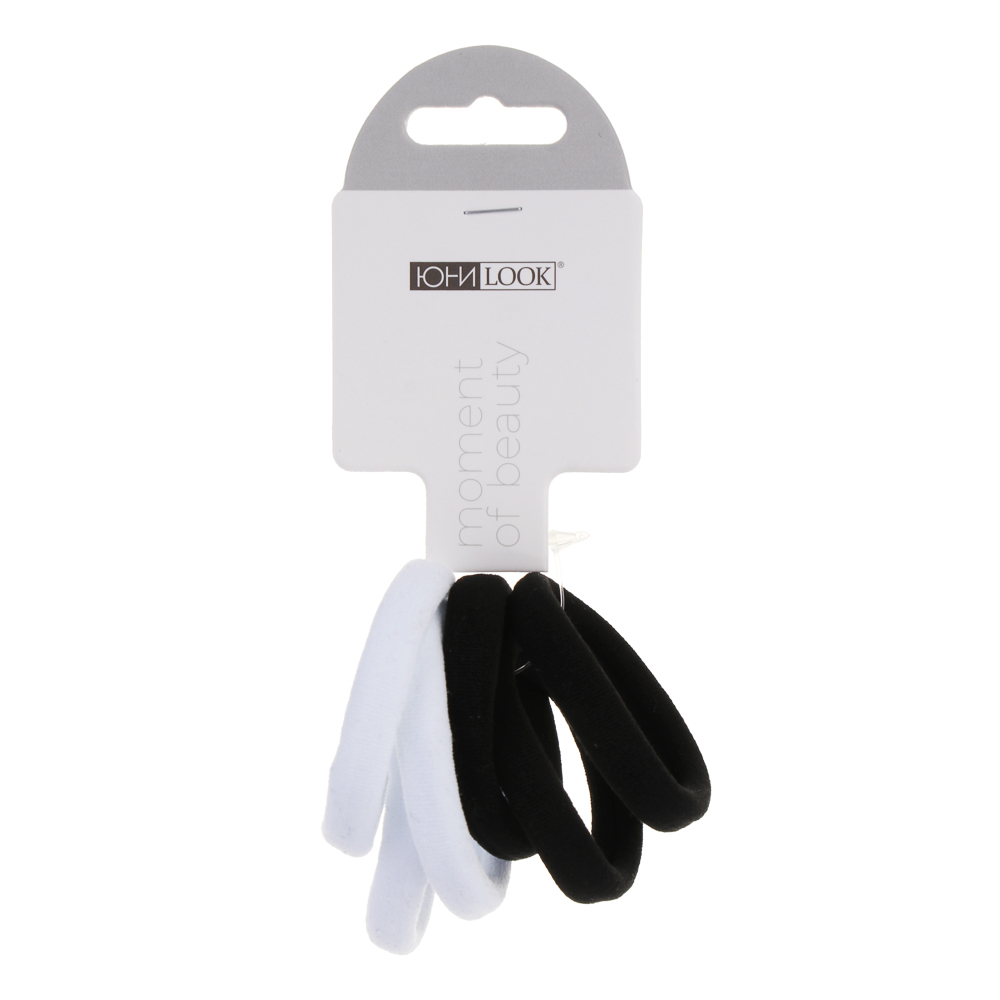 Резинки для волос ЮНИLOOK 6шт, d5см, полиэстер, черный, белый, ACS-56, арт.№ 322-021