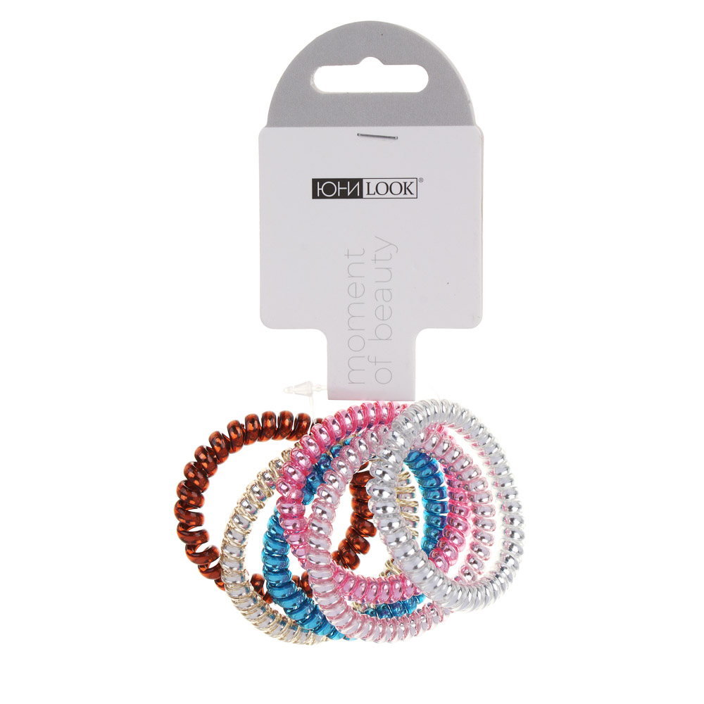 Резинки-пружинки ЮНИLOOK 6шт, d5см, пластик, 6 цветов, ACS-57, арт.№ 322-022