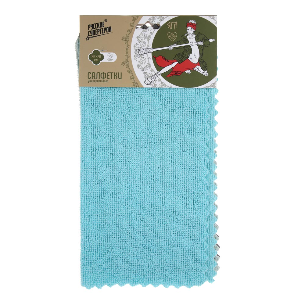 BY Русские Супергерои Салфетки универсальные, набор 4 шт, 26x26см, микрофибра, 180г/кв.м., 4 цвета, арт.№ 448-354