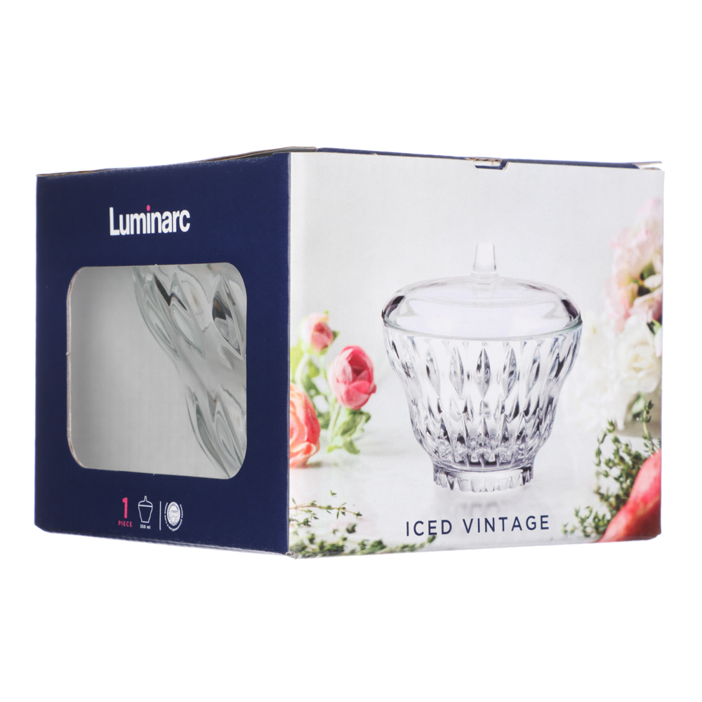 LUMINARC Сахарница с крышкой Айсд Диамант/Айсд Винтаж, стекло, 2 дизайна, арт.№ 828-492