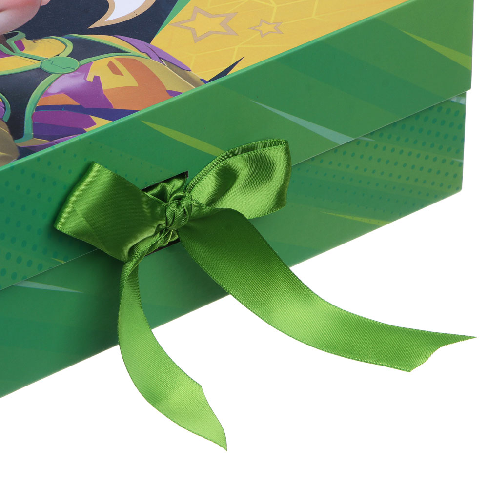 BY Коробка подарочная складная с лентой, тиснение фольгой, 28x20x9см, Конек, арт.№ 207-056