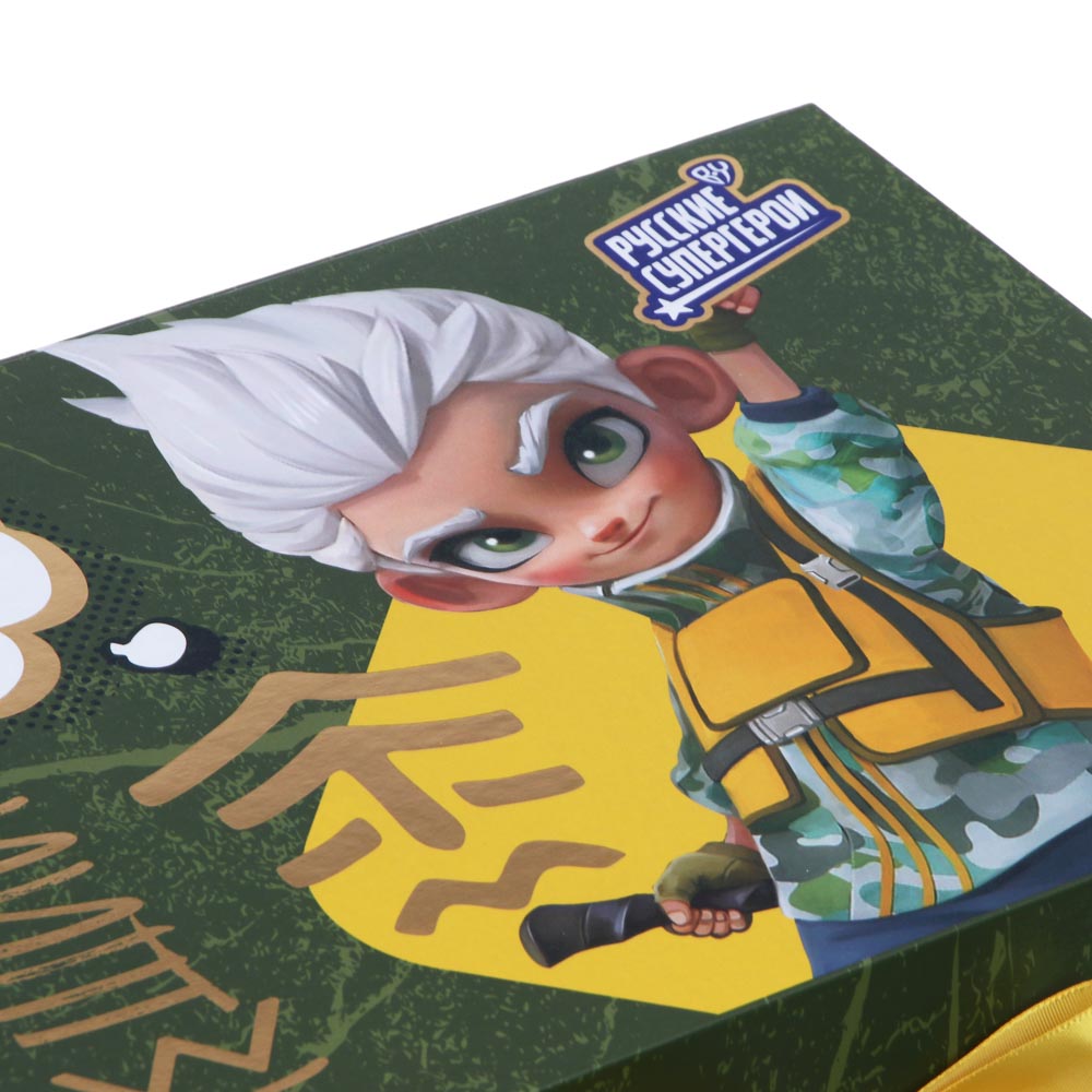 BY Коробка подарочная складная с лентой, тиснение фольгой, 28x20x9см, Леший, арт.№ 207-057