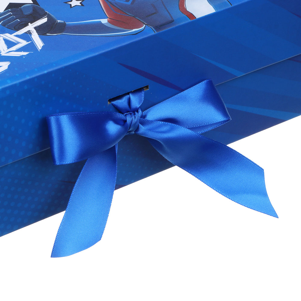 BY Коробка подарочная складная с лентой, тиснение фольгой, 28x20x9см, Пересвет, арт.№ 207-058