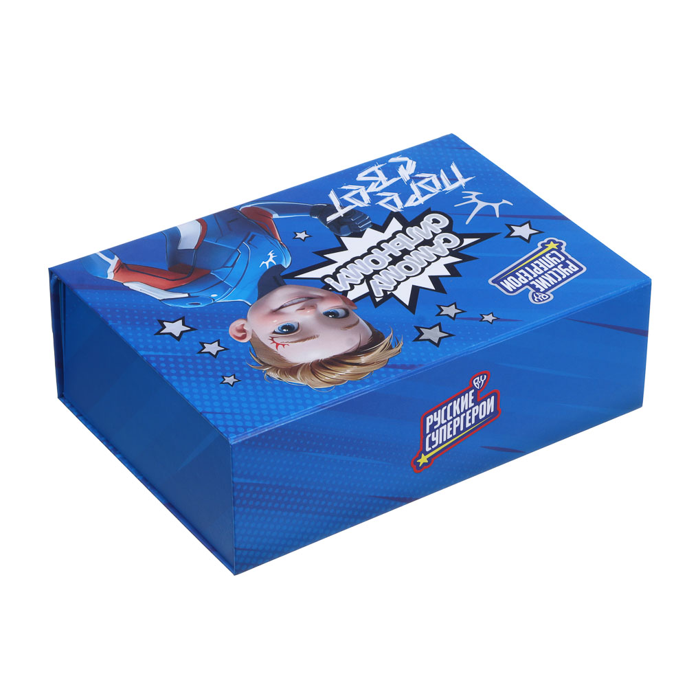 BY Коробка подарочная складная с лентой, тиснение фольгой, 28x20x9см, Пересвет, арт.№ 207-058