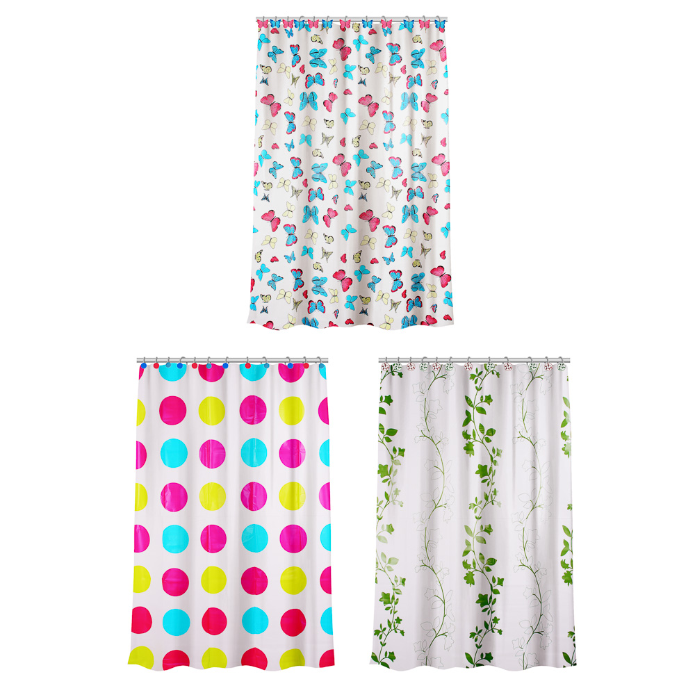 VETTA Шторка для ванной с декоративными кольцами, ПЕВА, 180x180см, 3 дизайна, арт.№ 461-526