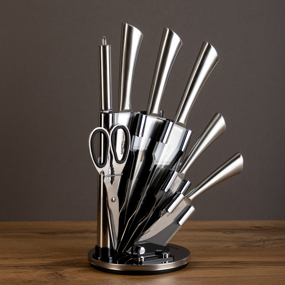 SATOSHI Мартелл Набор ножей кухонных 8пр, ручки хром, акриловая подставка, арт.№ 803-287