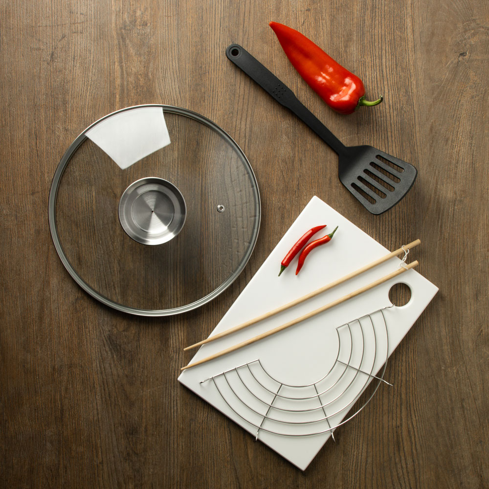 SATOSHI Казан чугун,26см,3л,антипр.покр,решетка,стекл.крыш,нейлон.лопатка,бамб.палочки,индукция, арт.№ 808-029