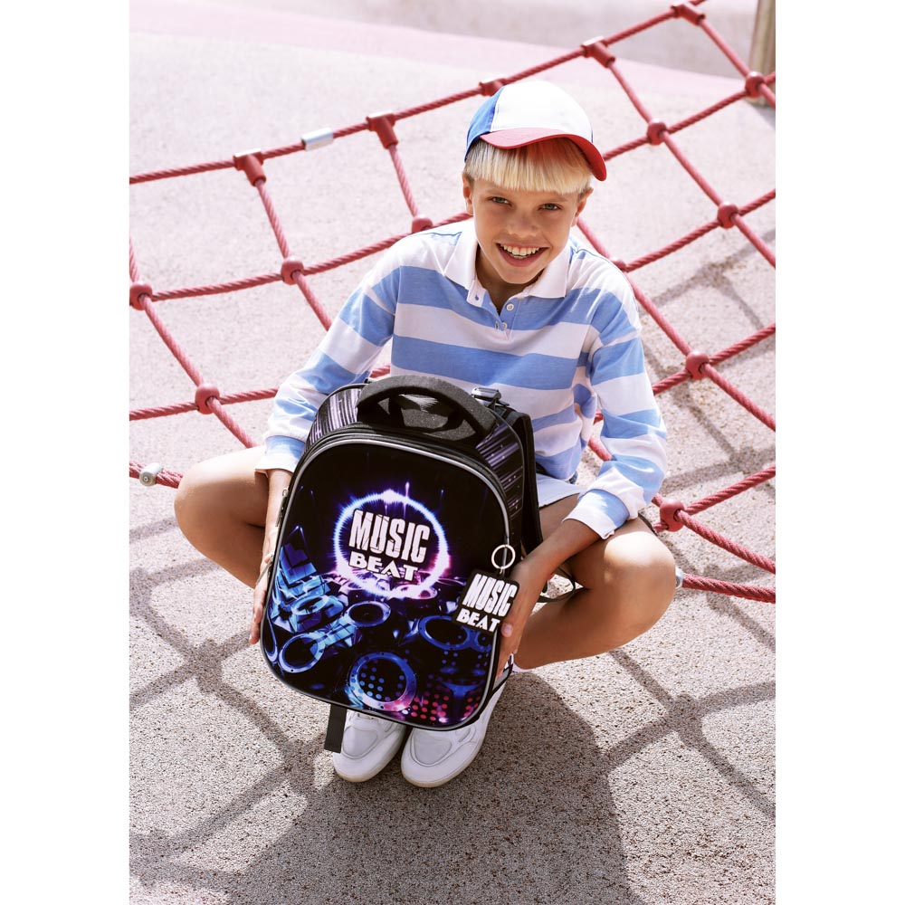 Мьюзик Бит Рюкзак школьный жесткий, 38x30x20см, ПЭ, 2 отд, 2 карм, эргон.спинка,лямки рег.по росту, арт.№ 254-438