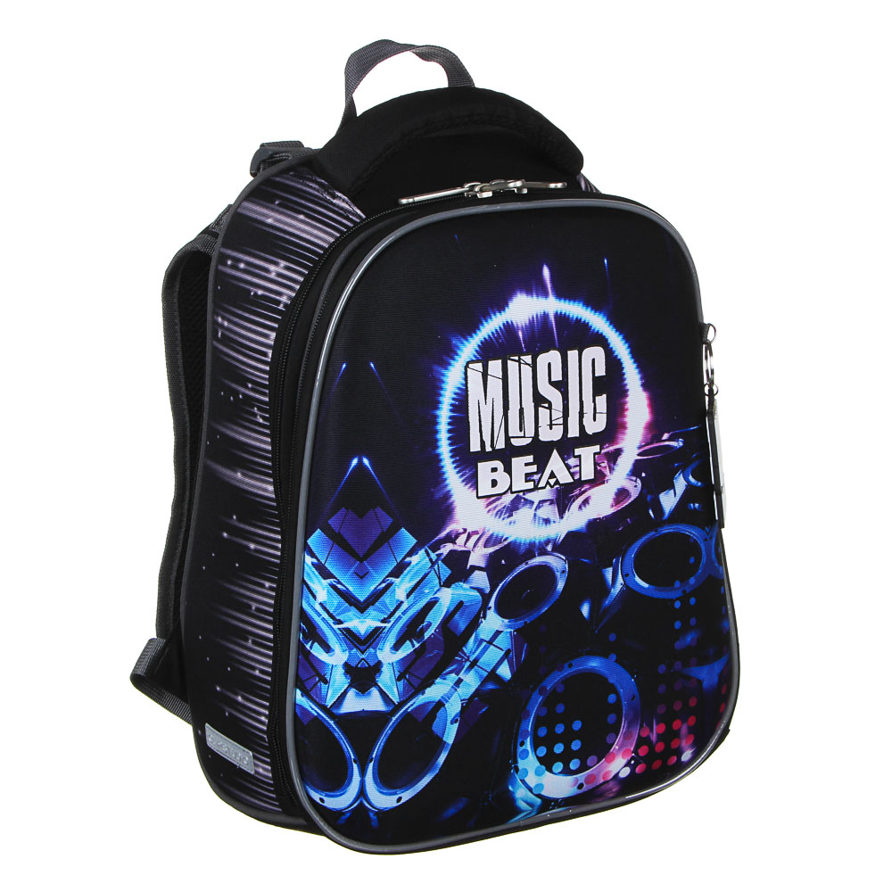 Мьюзик Бит Рюкзак школьный жесткий, 38x30x20см, ПЭ, 2 отд, 2 карм, эргон.спинка,лямки рег.по росту, арт.№ 254-438