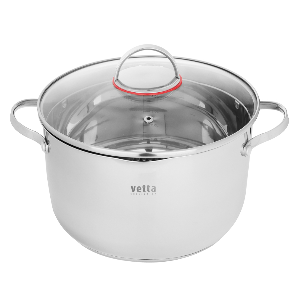 VETTA Бирмингем Кастрюля 24х14,5см, 6,3л, со стекл. крышкой, индукция, арт.№ 822-139