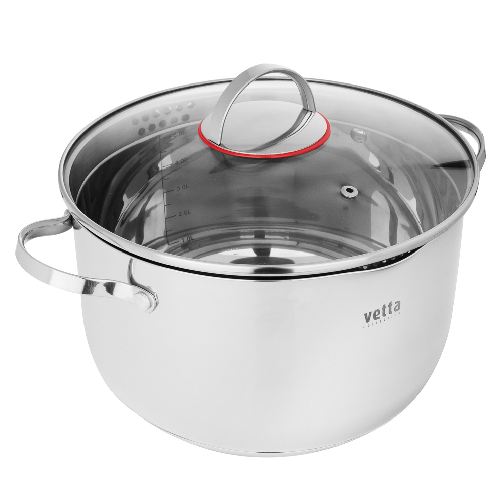 VETTA Бирмингем Кастрюля 24х14,5см, 6,3л, со стекл. крышкой, индукция, арт.№ 822-139