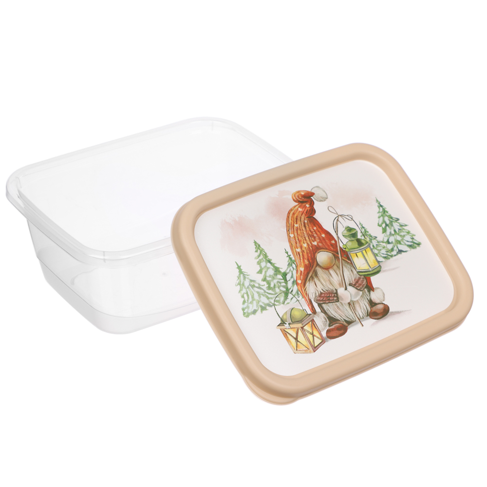 Шишки, Гном Набор контейнеров для продуктов прямоугольных 3шт (0,5л+0,85л+1,5л), пластик, 2 дизайна, арт.№ 861-469