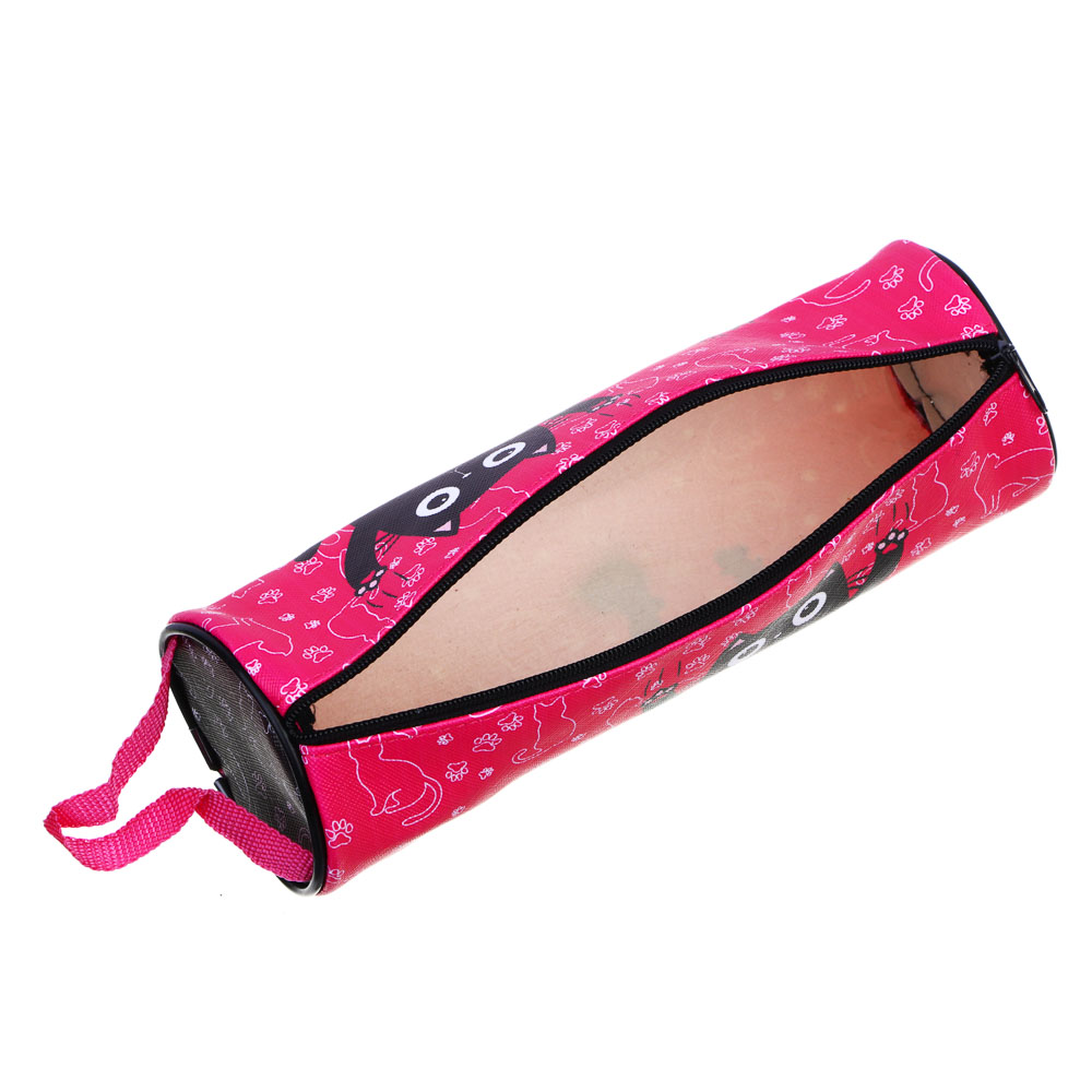 МИЛЫЙ КОТИК Пенал мягкий круглый, 21х7х7см, ПВХ, с ручкой, с антисминаемым вкладышем, арт.№ 238-366