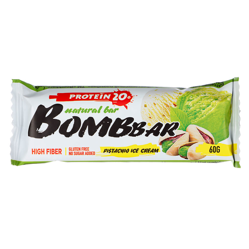 Батончик неглазированный "фисташковый пломбир", ТМ "BOMBBAR", 60 гр., арт.№ 347-175