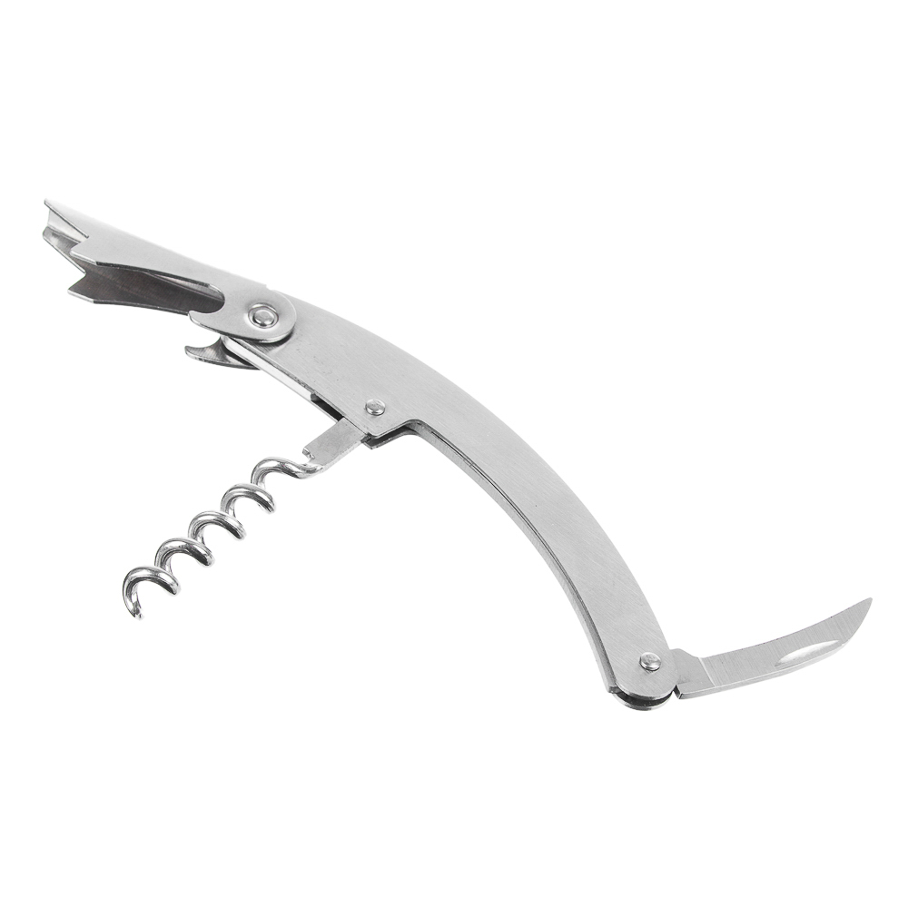 Штопор с открывалкой и ножом 11х2см, нерж.сталь, арт.№ 884-524