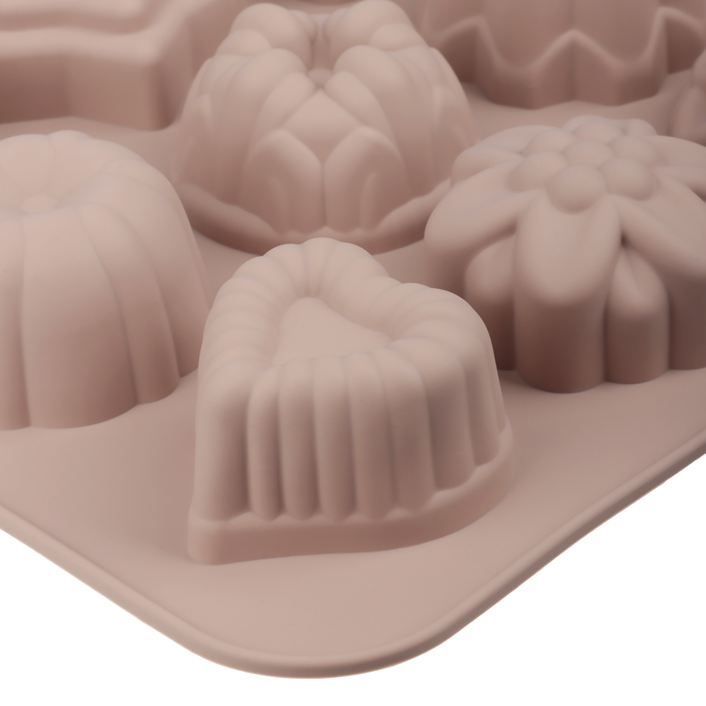 SATOSHI Алион Форма для выпечки 12 ячеек 33x25х3,5см "Цветы", силикон, арт.№ 856-150