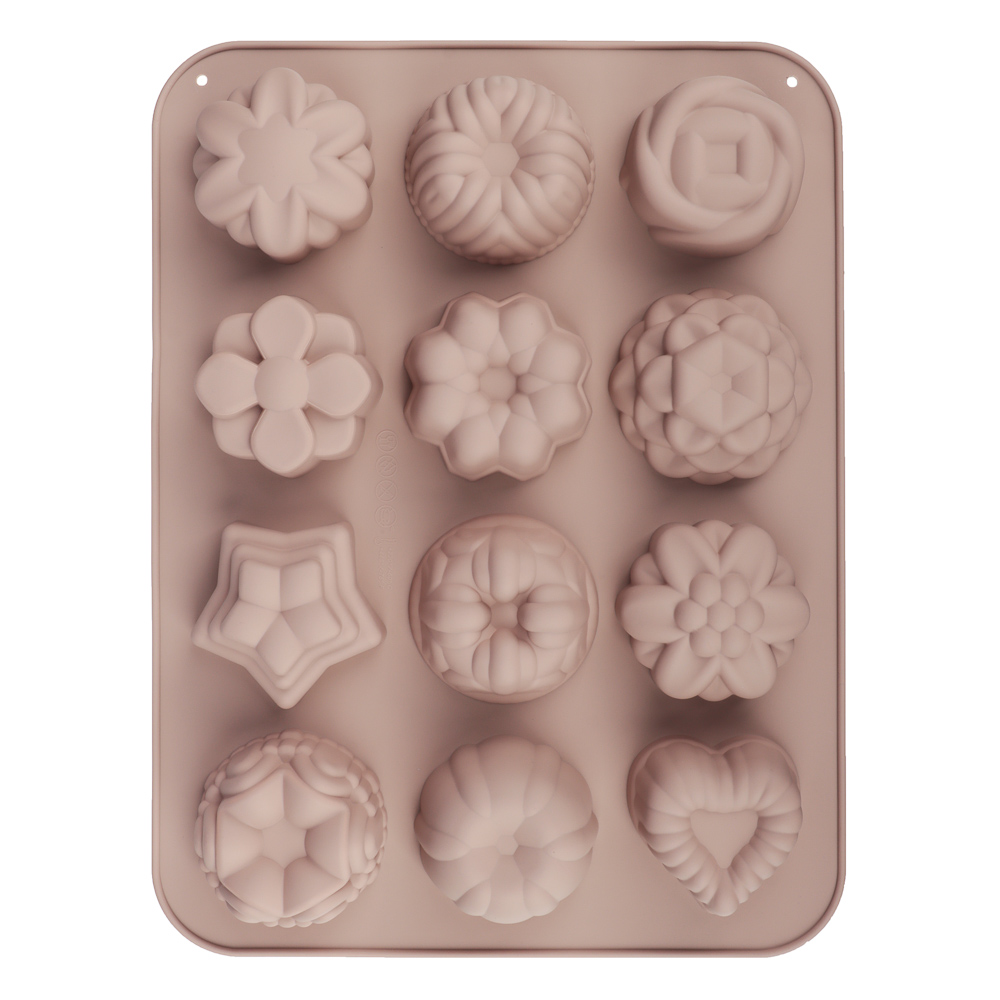 SATOSHI Алион Форма для выпечки 12 ячеек 33x25х3,5см "Цветы", силикон, арт.№ 856-150