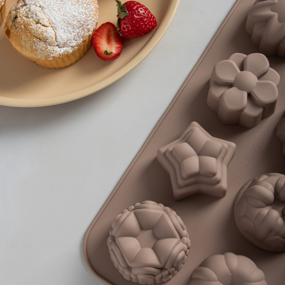 SATOSHI Алион Форма для выпечки 12 ячеек 33x25х3,5см "Цветы", силикон, арт.№ 856-150