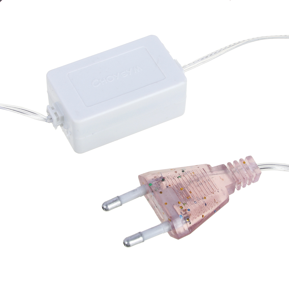 Гирлянда шнур 10 м  СНОУ БУМ, 100 LED ламп, постоянное свечение мульти, ПВХ прозрачный, диаметр 5 мм, 220В, арт.№ 351-776