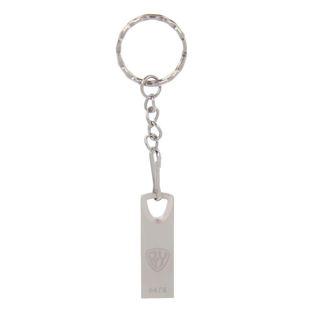 Флеш-карта USB3.0 BY 64Гб, брелок, металл, серебристый, арт.№ 405-002