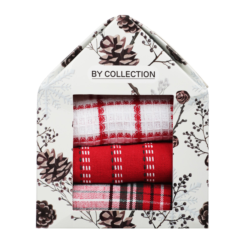 BY COLLECTION Фелиз Полотенце кухонное в наборе 3шт., 100% хлопок, 38х63см, арт.№ 492-247