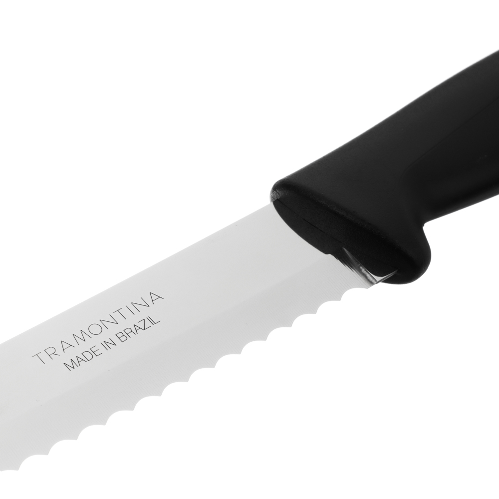 Tramontina Plenus Нож для хлеба 18см, черная ручка, 23422/107, арт.№ 871-046