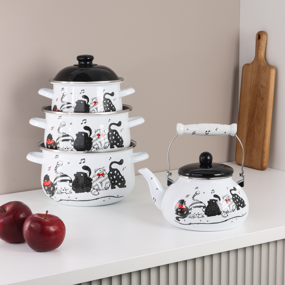 VETTA Хвостатые друзья Кастрюля эмалированная, 18см, 2,0л, индукция, арт.№ 894-541