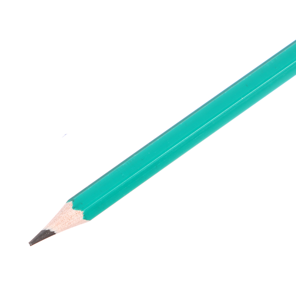 Карандаши чернографитные ClipStudio 6 шт, без ластика, HB, пластик, шестигранный зеленый корпус, арт.№ 605-050