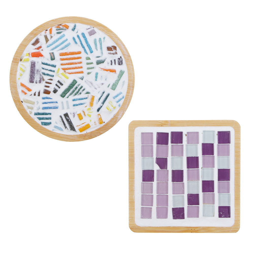 ХОББИХИТ Набор для творчества "Витражная мозаика", дерево, клей, 10х9х8см, 2 дизайна, арт.№ 283-196