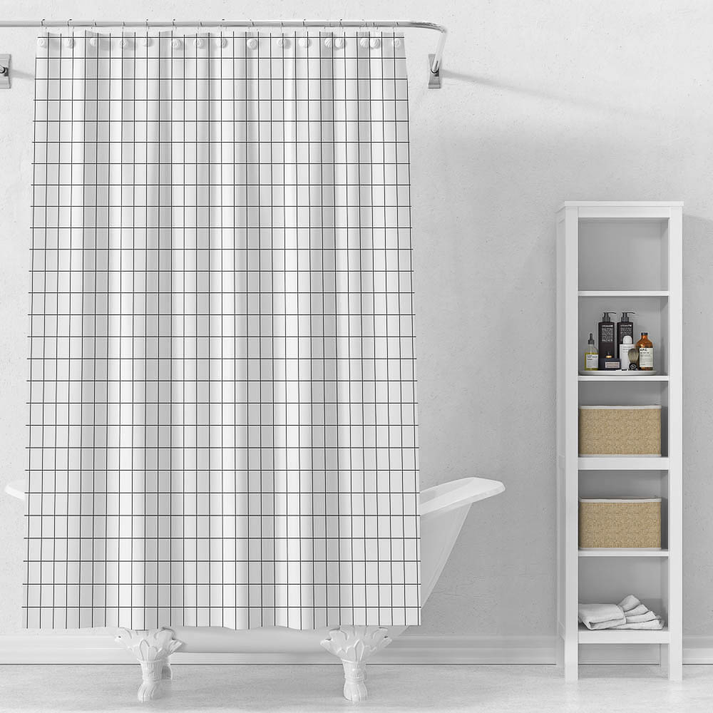Шторка для ванной тм VETTA Квадро, ПЕВА 60г/м2, 180x200см, белый цвет, арт.№ 461-649