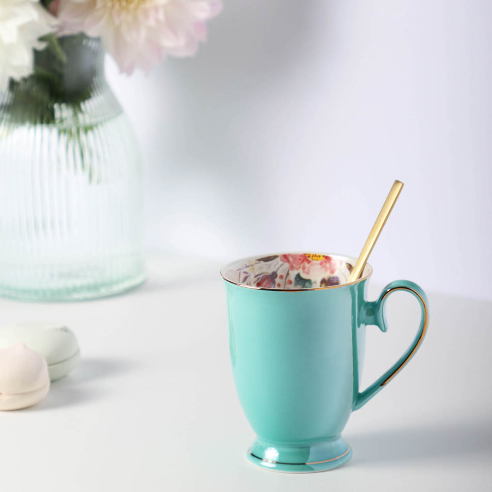 MILLIMI Перламутр бирюза Кружка 320мл, костяной фарфор, арт.№ 802-422