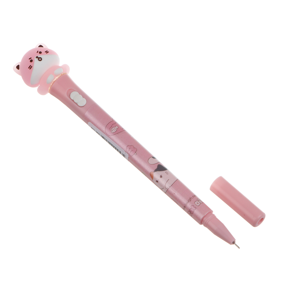 Ручка гелевая черная 0,5мм, с LED подсветкой "Котики", 4 вида, арт.№ 591-305