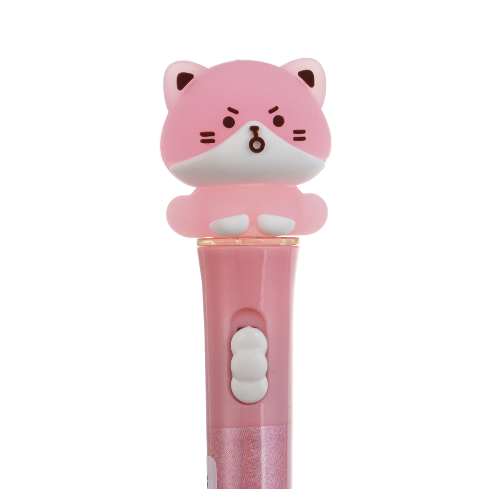 Ручка гелевая черная 0,5мм, с LED подсветкой "Котики", 4 вида, арт.№ 591-305