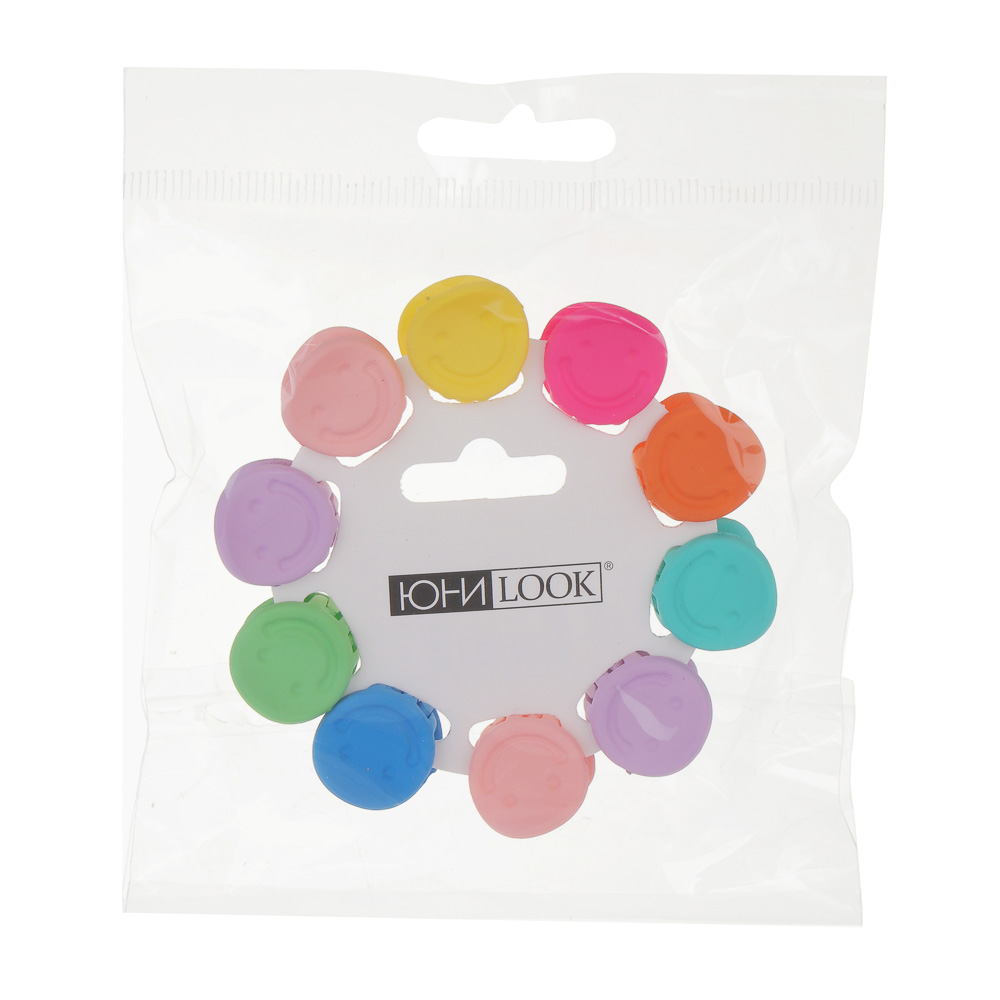 ЮНИLOOK Набор детских заколок-крабов для волос 10 шт, 1,7см, пластик, арт.1, арт.№ 321-428