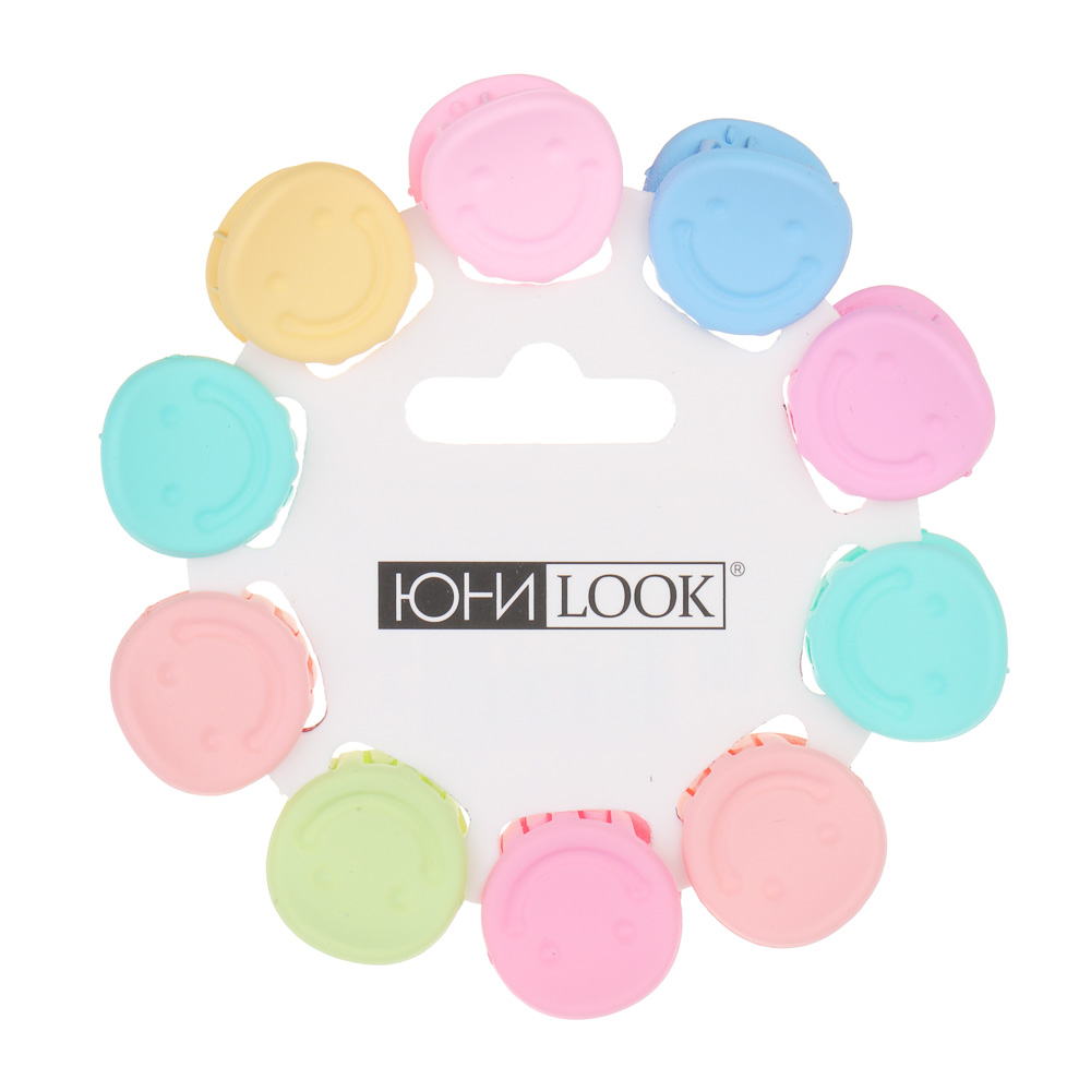 ЮНИLOOK Набор детских заколок-крабов для волос 10 шт, 1,7см, пластик, арт.2, арт.№ 321-429