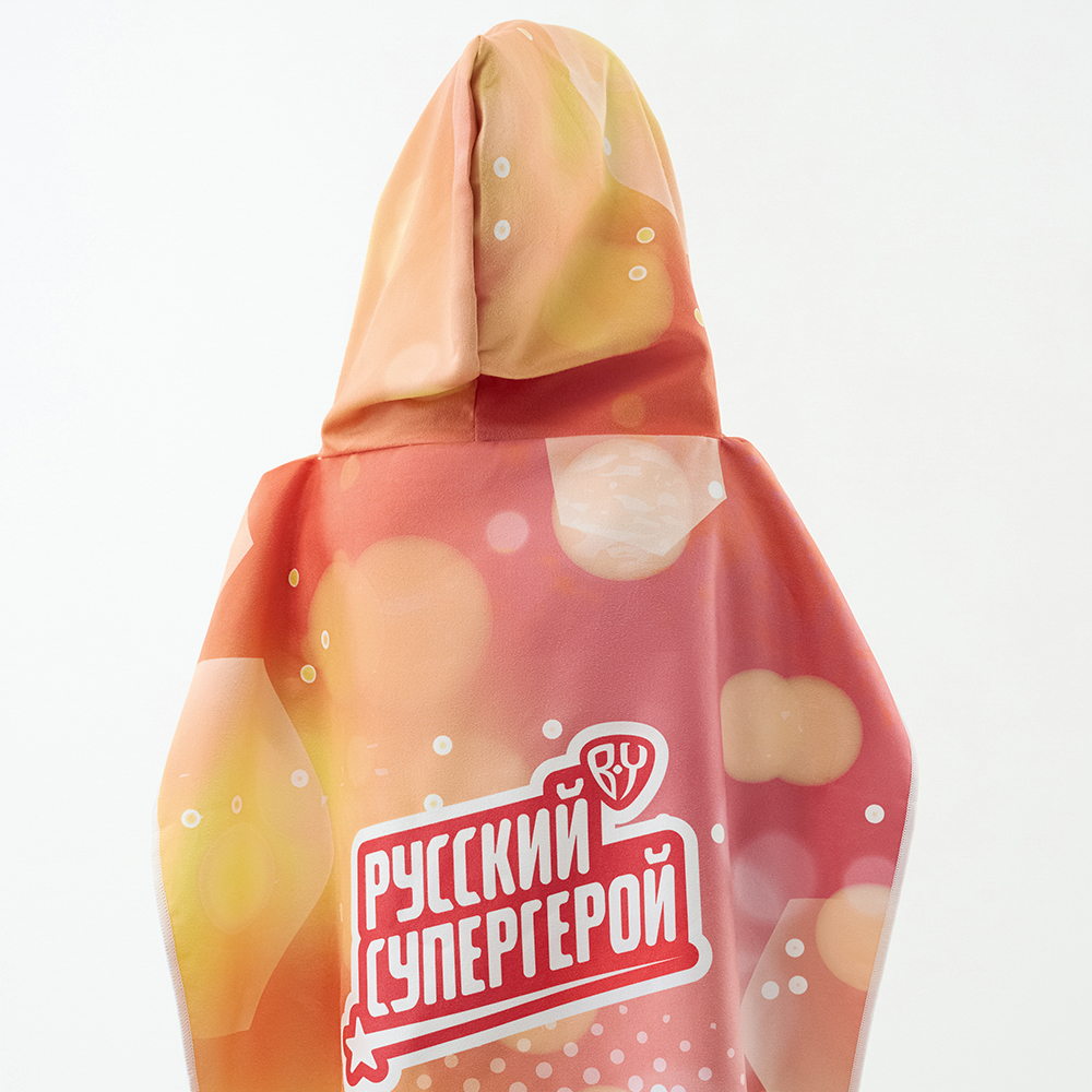 BY Русские супергерои Полотенце-пончо пляжное с капюшоном, 60х60см, 100% полиэстер, Заря, арт.№ 496-039
