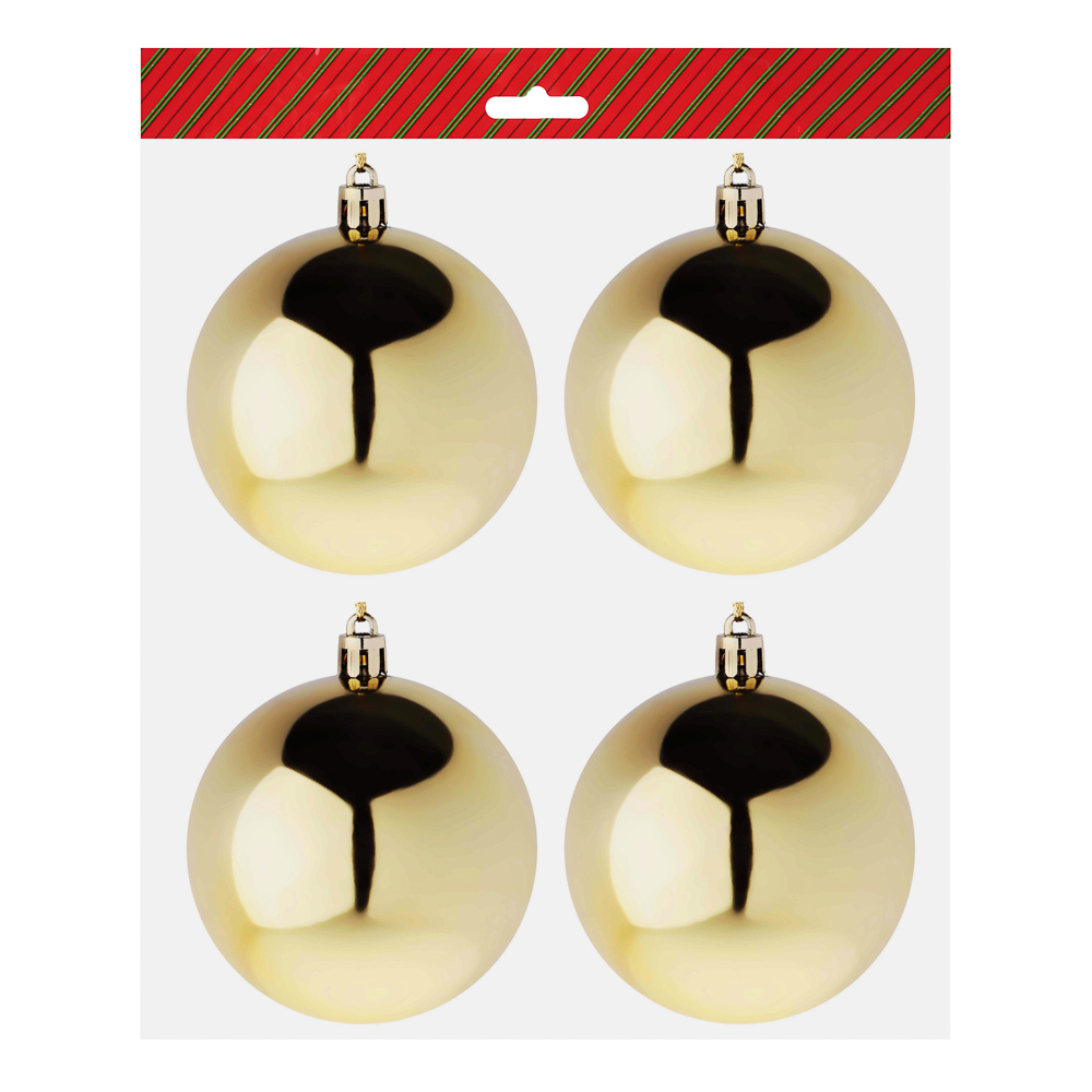 СНОУ БУМ Набор шаров 4шт 8см пластик, золото, арт.№ 372-580
