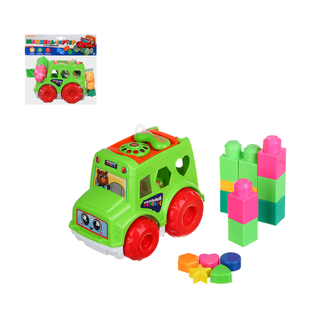 ИГРОЛЕНД Машинка сортер с кубиками "Путешествие", РР, 23х25см, арт.№ 270-037