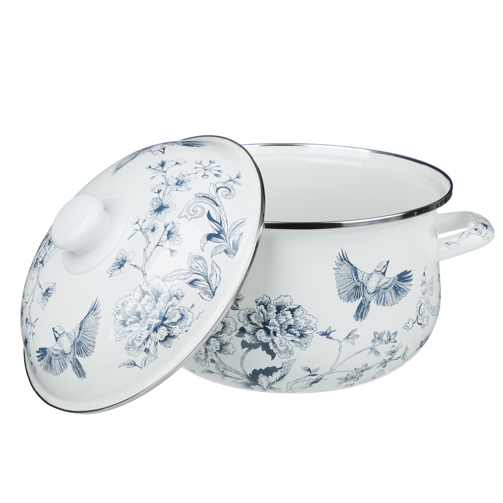 Кастрюля эмалированная тм VETTA Флорал, 22см, 3,6л, индукция, арт.№ 894-571