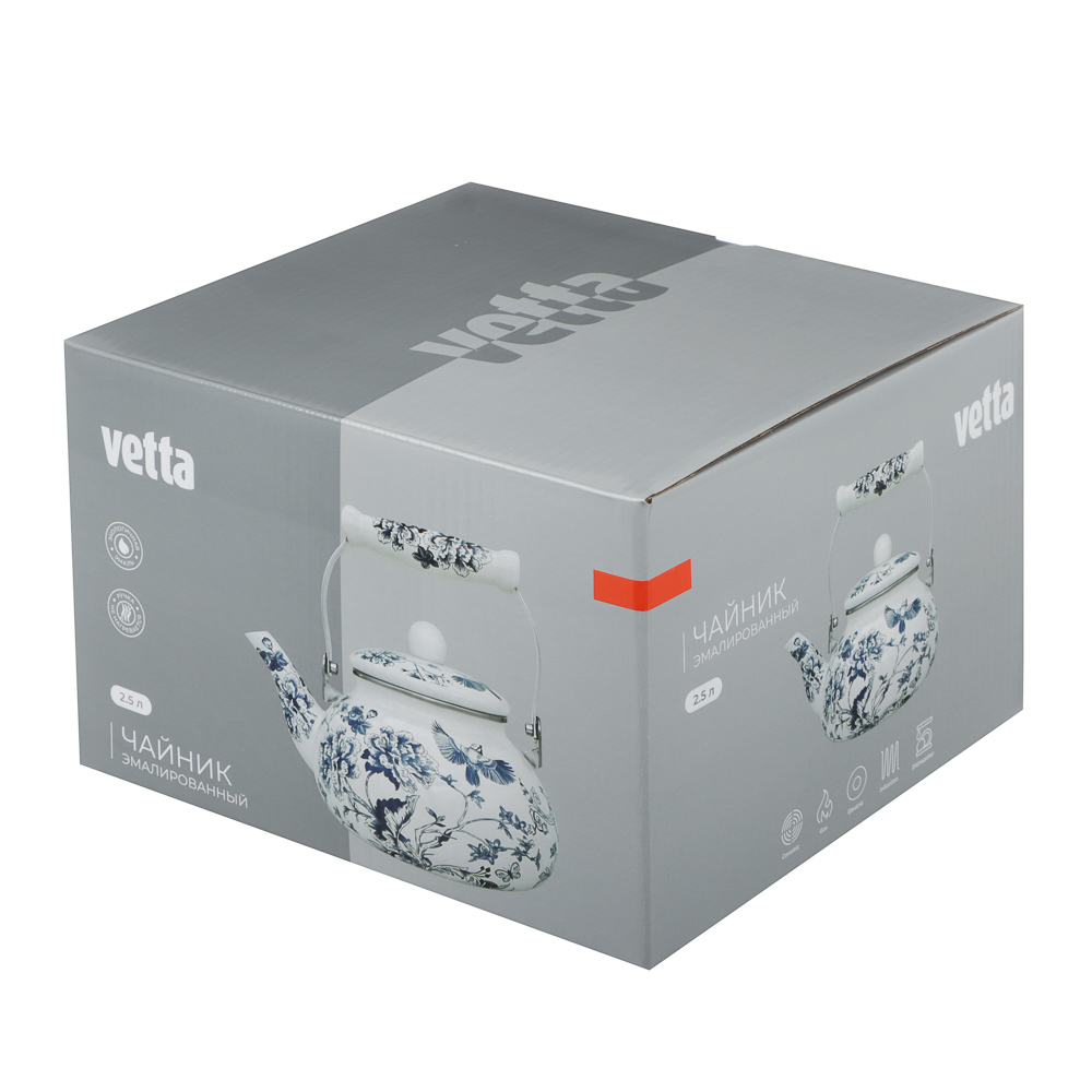 Чайник эмалированный тм VETTA Флорал, 2,5л, индукция, арт.№ 894-573