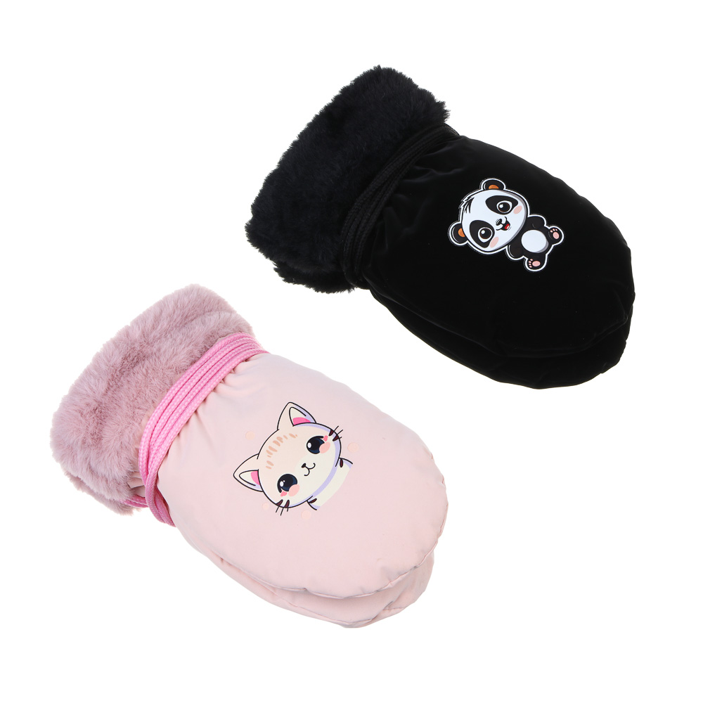 GALANTE Рукавицы детские на флисе на веревке, р.12, 100% полиэстер, разноцветные, ОЗ25-38, арт.№ 363-454