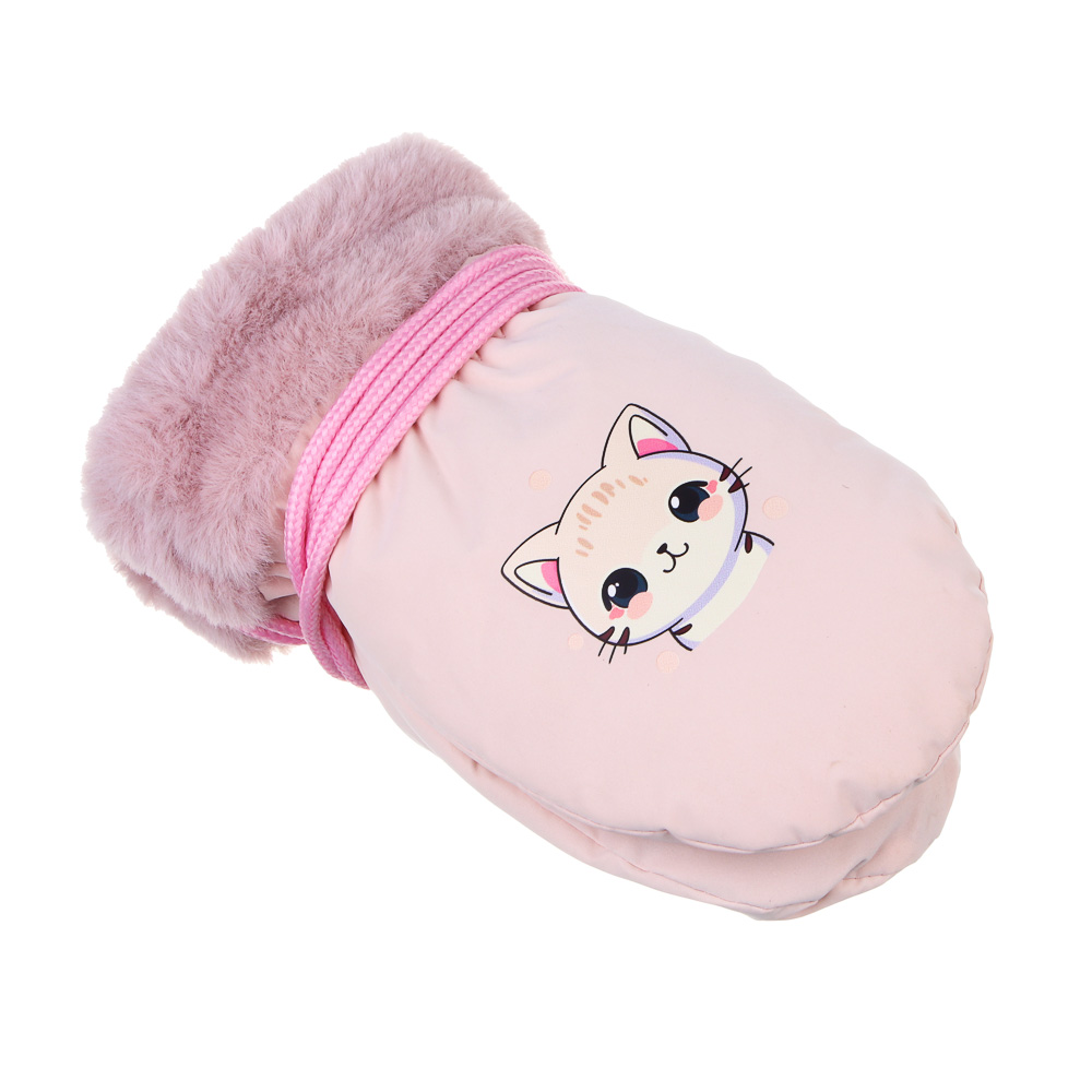 GALANTE Рукавицы детские на флисе на веревке, р.12, 100% полиэстер, разноцветные, ОЗ25-38, арт.№ 363-454