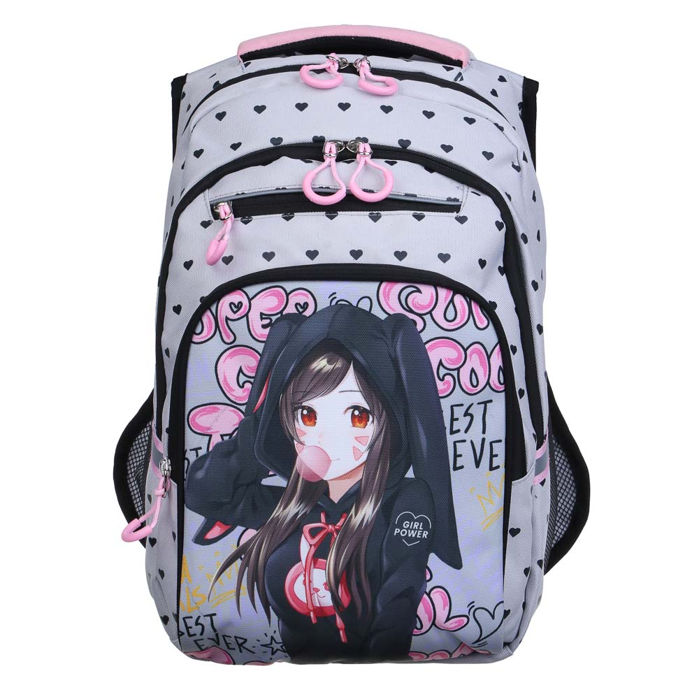 Гёрл Павер Рюкзак школьный 41х28х16см, 2 отд., 4 карм., эргон.спинка, ручка, ПЭ, отд.иск.кожей, арт.№ 577-007