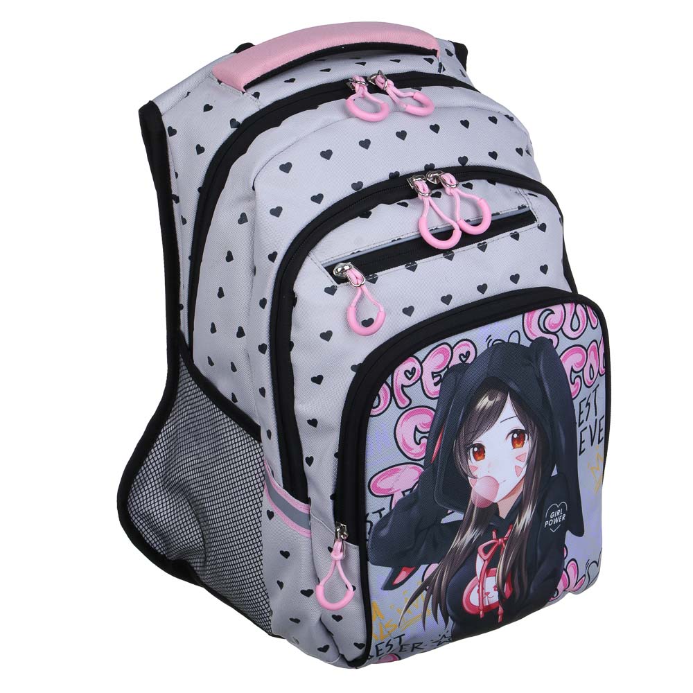 Гёрл Павер Рюкзак школьный 41х28х16см, 2 отд., 4 карм., эргон.спинка, ручка, ПЭ, отд.иск.кожей, арт.№ 577-007