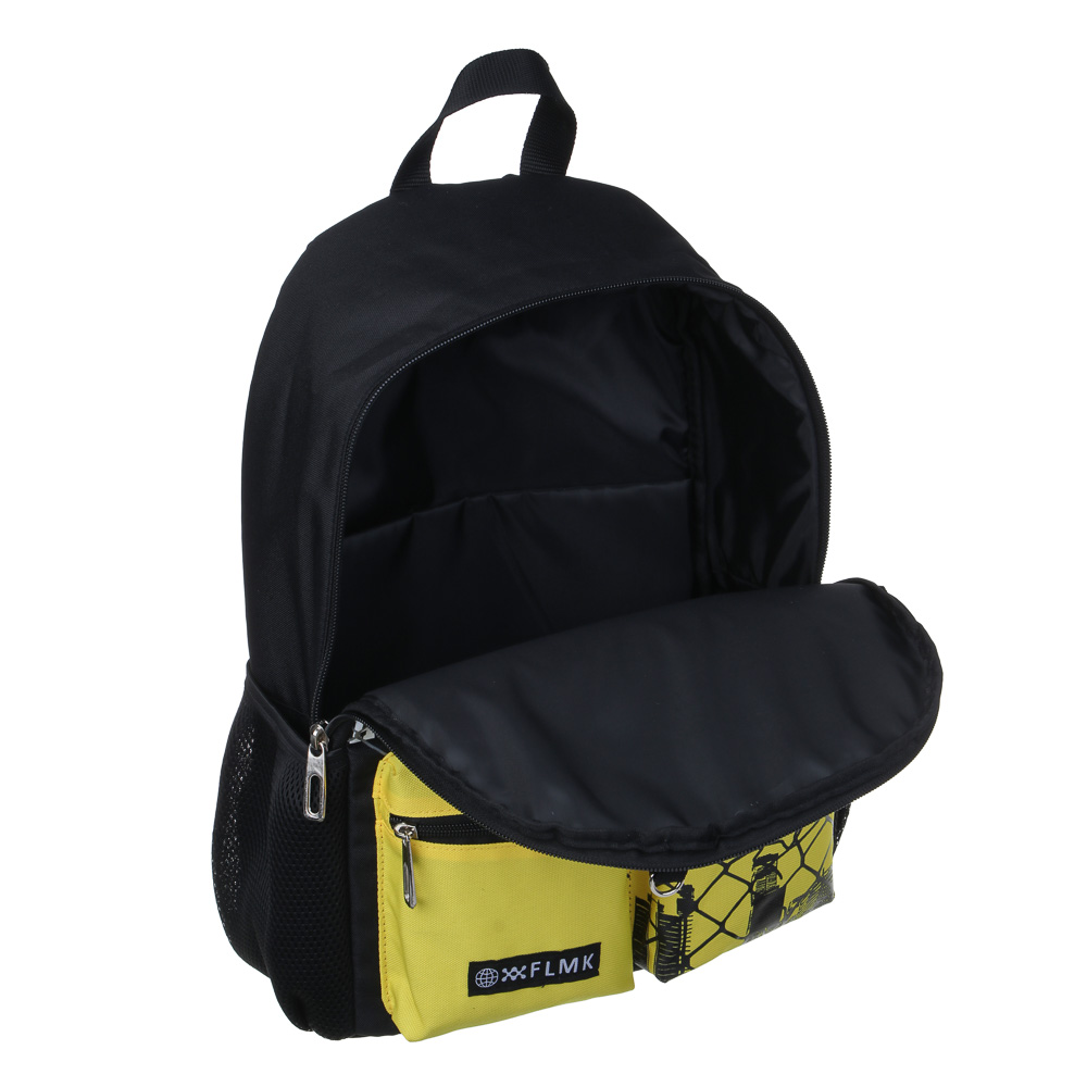 Рюкзак подростковый 40х30х15см, 1 отд., 5 карманов (1 на спинке), нашивка, ПЭ, "Город", арт.№ 555-024