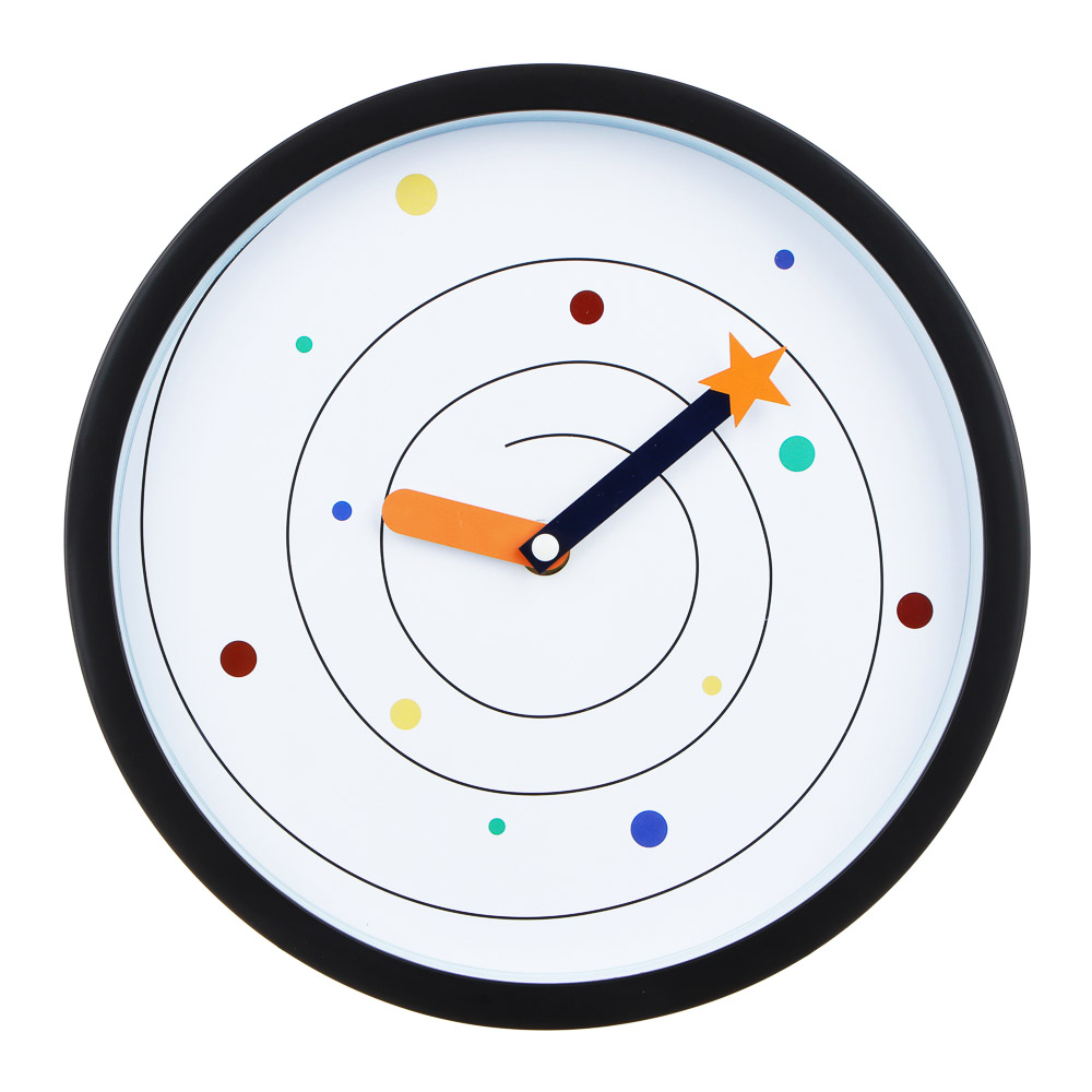 LADECOR CHRONO Часы настенные круглые, пластик, 25,4х25,4х4,2 см, 1xАА, черные, арт.2-16, арт.№ 581-247