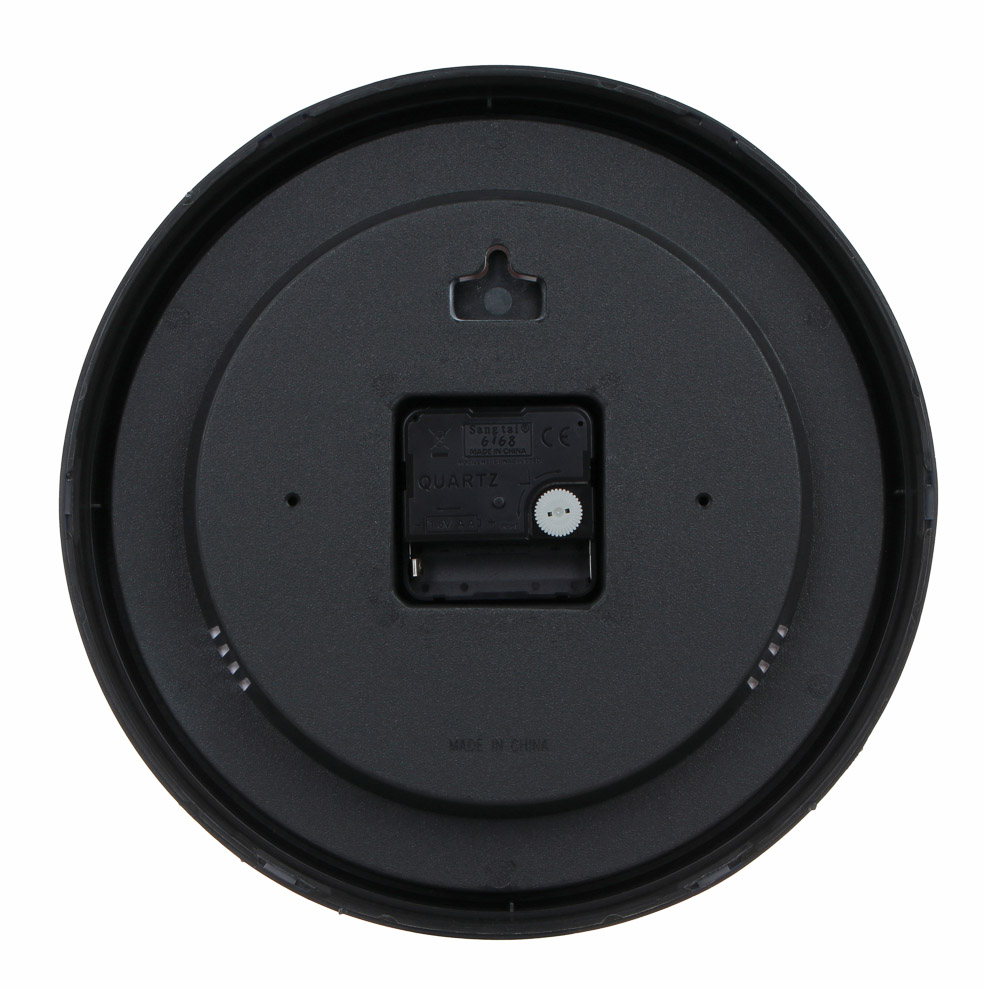 LADECOR CHRONO Часы настенные круглые, пластик, 25,4х25,4х4,2 см, 1xАА, черные, арт.2-16, арт.№ 581-247